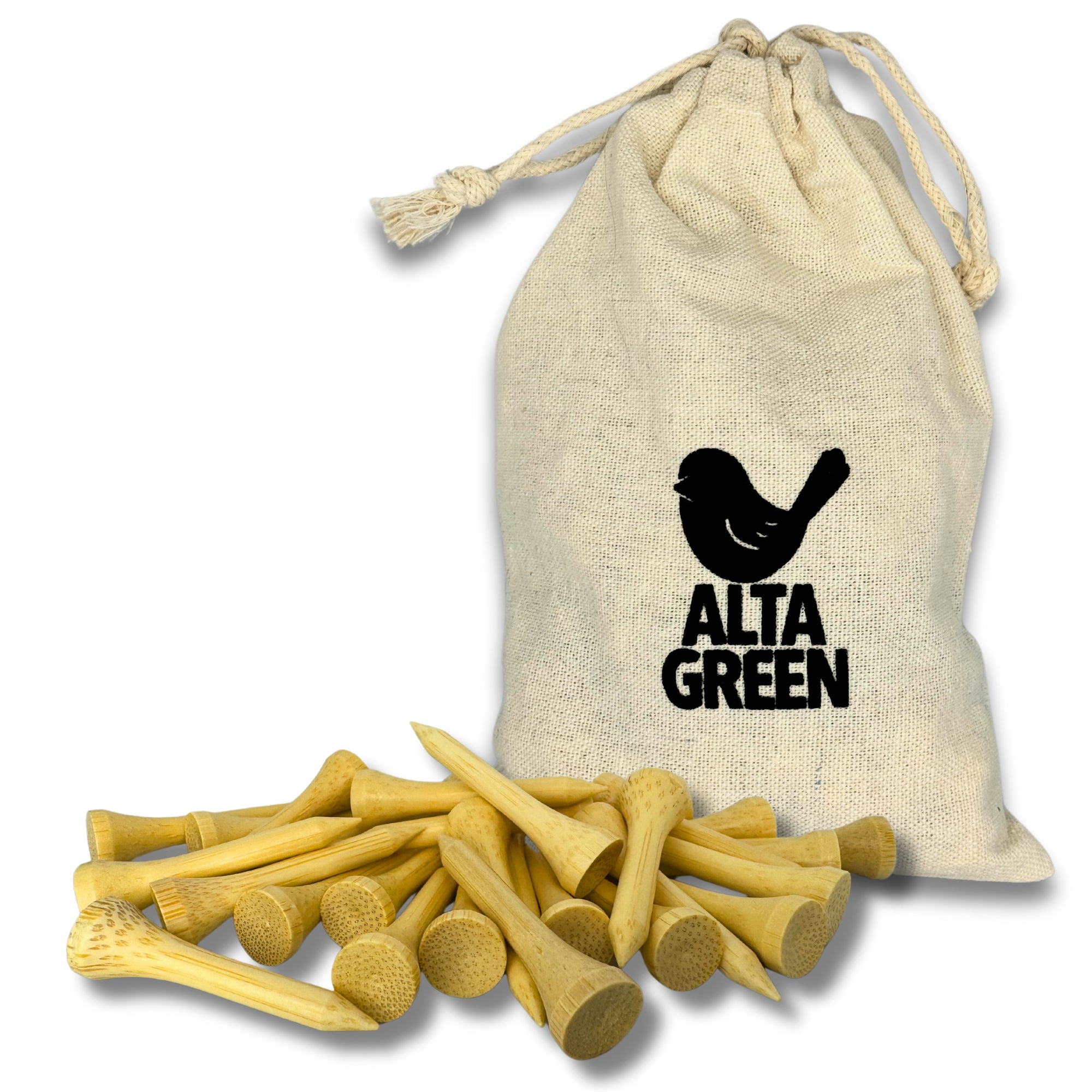 Alta Green ゴルフ ティー 竹製 50個 83 70 42 mm 高さ調整可能 ロングティー ウッドティー 目盛り付き ゴルフ 用品 コンペ アクセサリー