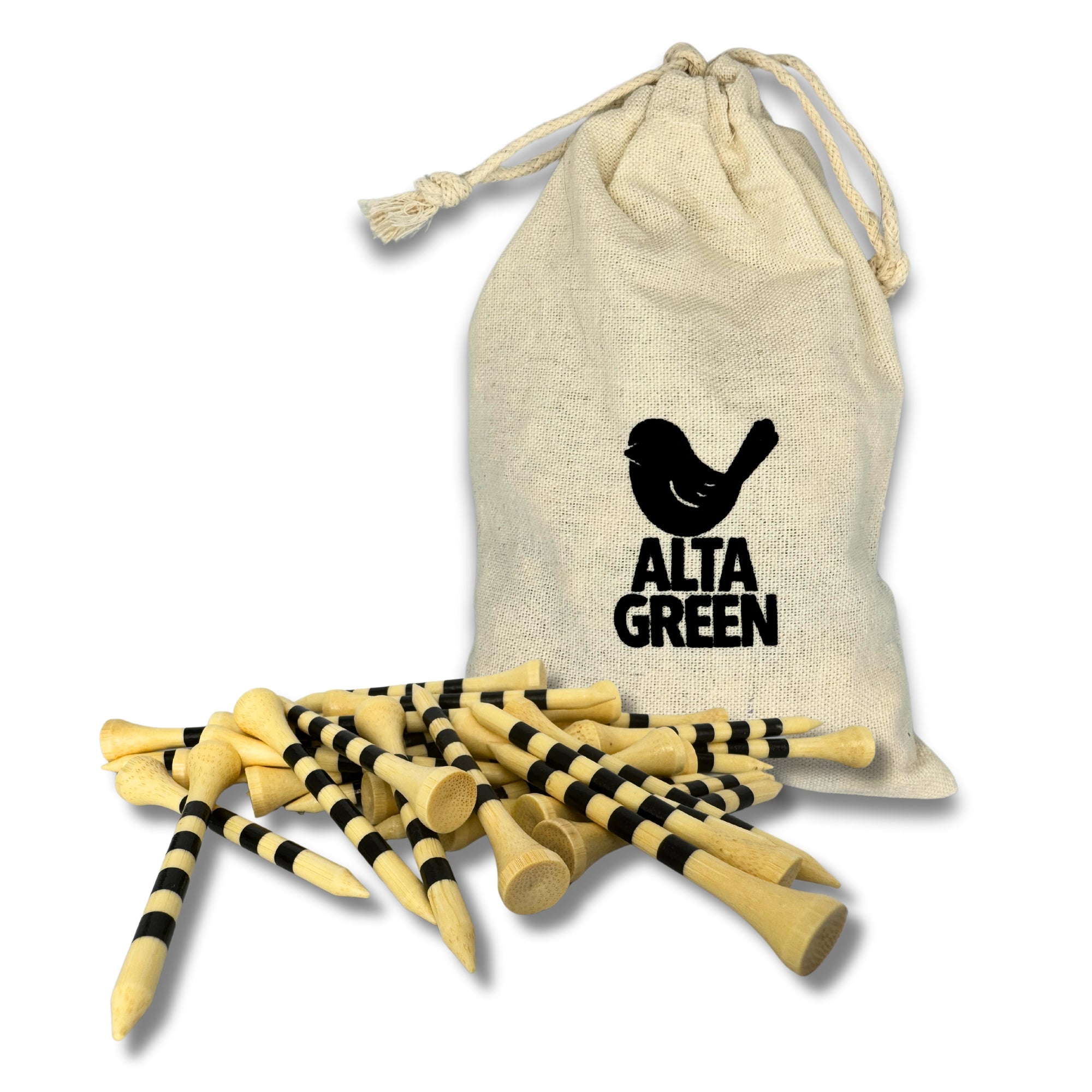 Alta Green ゴルフ ティー 竹製 50個 83 70 42 mm 高さ調整可能 ロングティー ウッドティー 目盛り付き ゴルフ 用品 コンペ アクセサリー