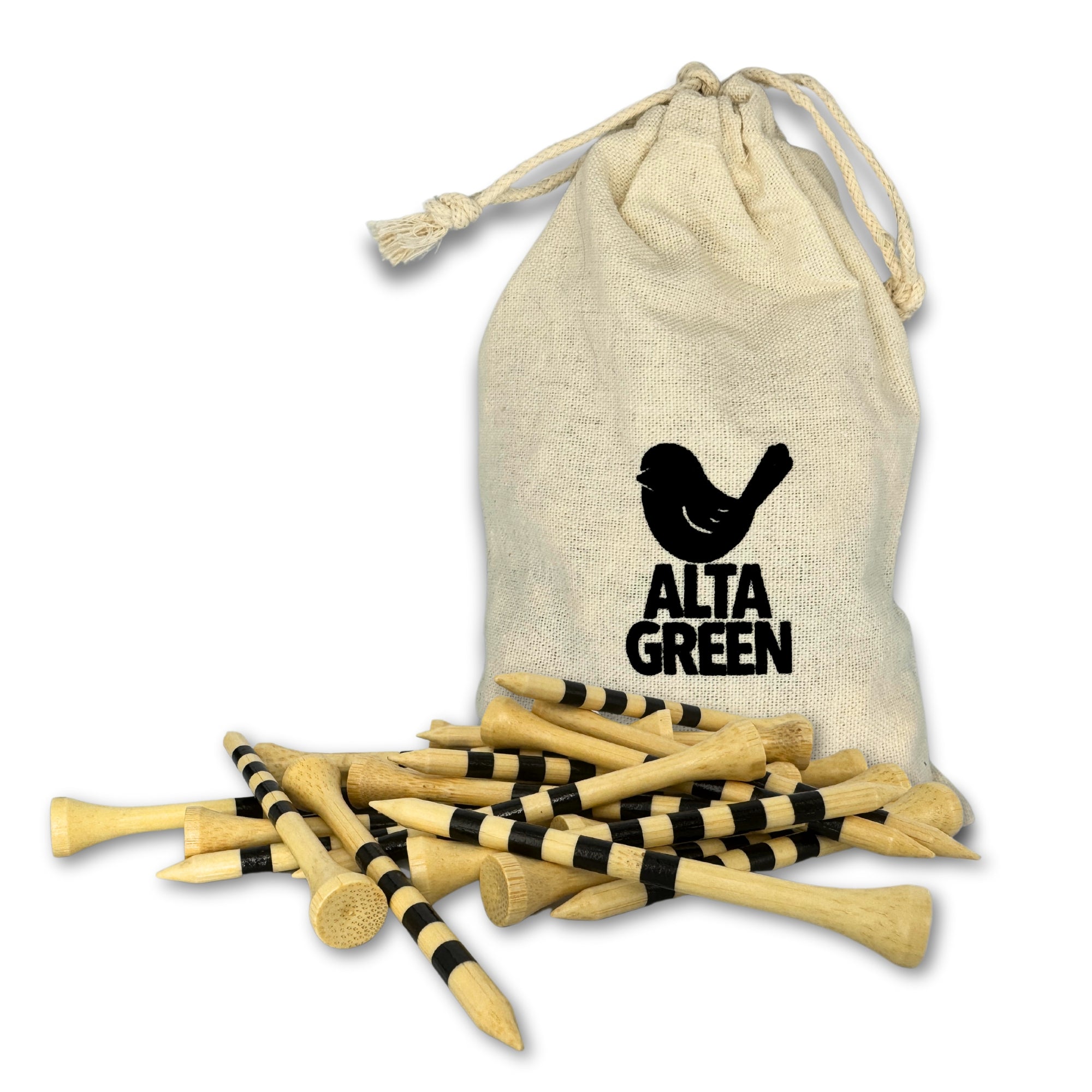 Alta Green ゴルフ ティー 竹製 50個 83 70 42 mm 高さ調整可能 ロングティー ウッドティー 目盛り付き ゴルフ 用品 コンペ アクセサリー